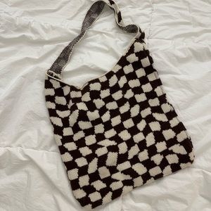 Peppermayo knit checkered tote bag